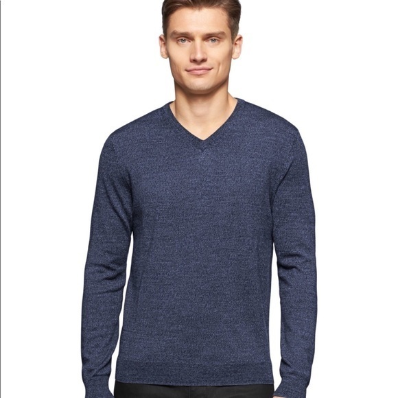 Calvin Klein Mens Merino Wool V-neck Sweater-Small - Picture 1 of 4